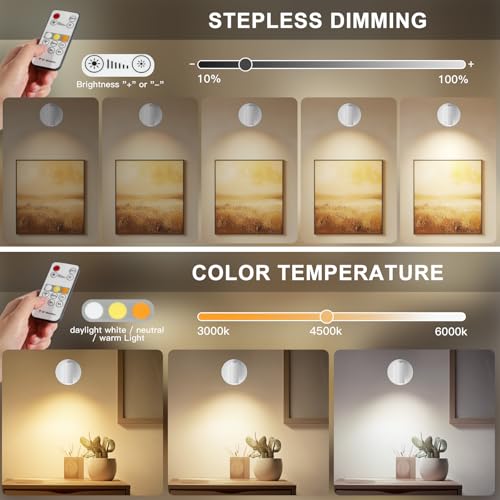 Image of Kimjo Spot Lights Indoor, Rechargeable Plant Spotlight Indoor, Wireless LED Up Lights Accent Lighting with Timer and Dimmable, Battery Powered Picture Light