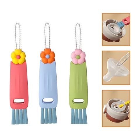 3 in 1 Cup Lid Cleaning Brush, 2024 New Crevice Cleaning Brush for Bottle Gap Tight Spaces Cup, 3 in 1 Multifunctional Cleaning Brush Portable Cup Lid Cleaner with Brush Cover