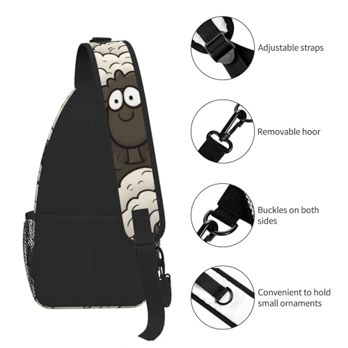 Bolso bandolera negro con diseño de oveja para senderismo miniatura 7