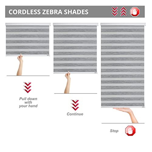 SHADESU Custom Size Zebra Blinds Roller Shades Privacy Light Filtering Shades (Maxium Height 72inch) (Grey Color) (Width 41 inch) by ShadesU - Image 4