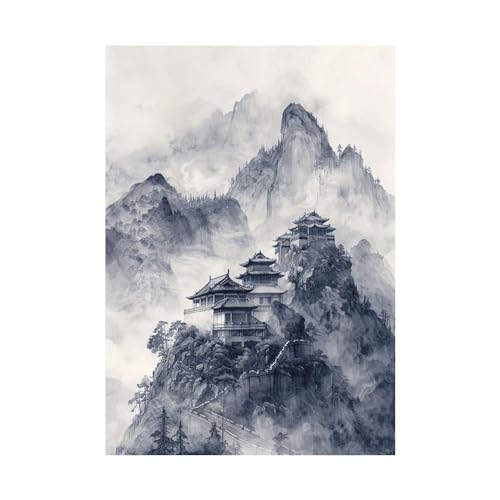 Tableau decoration murale salon moderne abstrait noir et blanc toile 50x70cm