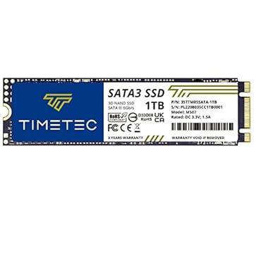 Timetec SSD 3D NAND SATA III de 1 TB 6 Gb/s M.2 2280 NGFF 512TBW Velocidade de leitura de até 550 MB/s SLC Cache Performance Boost Unidade interna de estado sólido para PC, computador, laptop e