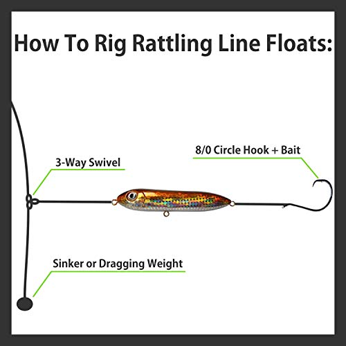 Catfish Rattling Line Float Lure For Catfishing, Demon Dragon Style Peg For Santee Rig Fishing, 4 Inch (3-Pack, Wandering Goldfish) #TOP2