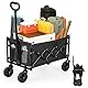 Klappbarer Bollerwagen 100L 100KG, Faltbarer Handwagen mit Robusten Reifen - Leicht & Kompakt für Einkauf, Garten, Camping, Sport & Angeln