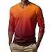 Ymosrh Mens Tshirt Thick - Casual Gradient Color T Shirts Long Sleeve V Neck Basic Daily Big and Tall Tees Shirts Fall Fashion Clothes Camisetas Manga Larga para Hombre (XL - Orange)