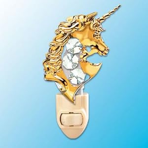24k Gold Unicorn Night Light – Clear Swarovski Crystal