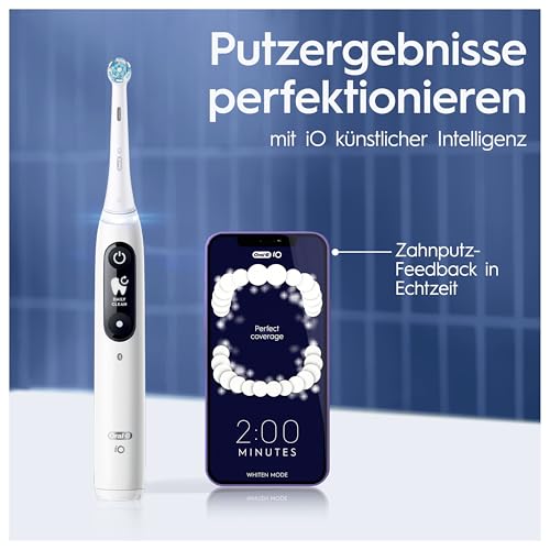 Oral-B iO Series 7 Plus Edition Elektrische Zahnbürste,Electric Toothbrush, PLUS 3 Aufsteckbürsten, 5 Putzmodi für Zahnpflege, Reiseetui, Designed by Braun, weiß alabaster – Bild 7