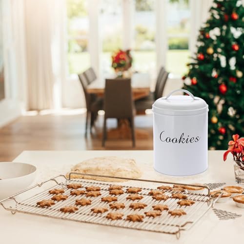 Tarro de metal para galletas de Navidad recipiente blanco para regalar dulces 6