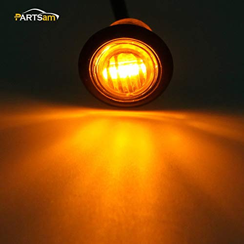 Partsam 2Pcs 3/4" Mini Amber Led Marker Clearance Light Turn Signal Light Air Dam Lights, 3 Wires, 12V #TOP2