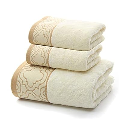 CZFWRX Weiche Handtücher Set 100% Baumwolle, 1 Stück Badetuch, 2 Stück Handtücher, sehr saugfähig, Hotelqualität für…