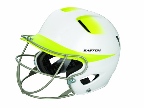 Easton Senior Natural 2Tone Batting Helmet with Softball Mask, White/Yellow