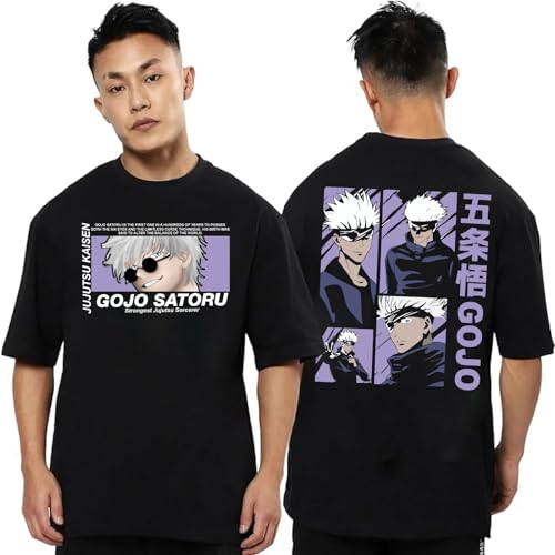 Image of Anime t Shirt for Men and Women Regular fit Jujutsu Kaisen t Shirts Round Neck gojo satoru Tshirt Black Half Sleeves Polycotton