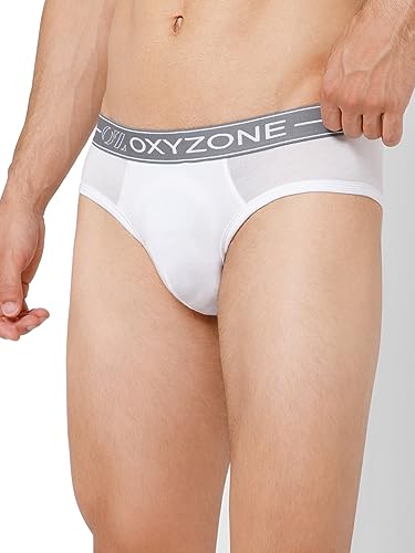 Image of OXYZONE Men's Modal Solid Brief with Sweat-Absorbent & Anti-Odour Fabric, Lightweight, Tag-Free, Breathable Innerwear with Outer Soft Waistband