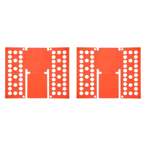 sourcing map Lot de 2 planches pliantes en plastique pour chemises, t-shirts, vêtements, organiseurs de t-shirts pour placard, armoire, tiroir, rangement facile des vêtements (orange, 48 x 40 cm)