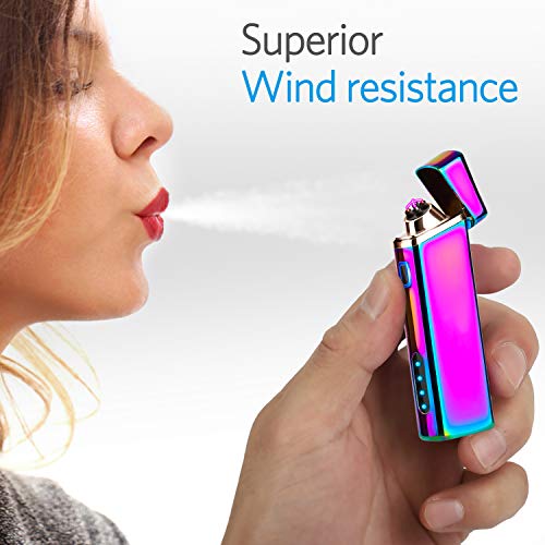 Encendedor eléctrico recargable multicolor resistente al viento miniatura 4