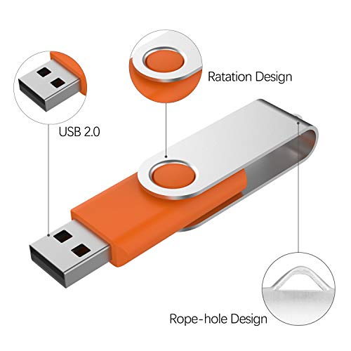 Image of Kootion 32 GB USB Flash Drive 32 gb Flash Drive 10 Pack Thumb Drive Memory Stick Pen Drive Keychain Design, Orange