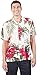 Tropical Luau Beach Floral Print Men’s Hawaiian Aloha Shirt (Medium, Cream/Pink)
