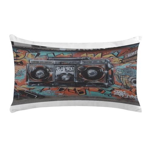 Funda de almohada de lujo rectangular de 12x20" de alta solidez contra decoloración estilo graffiti 2