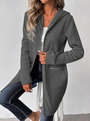 Chic and Cozy: Women’s 2025 Fall Winter Gray Hoodie Jacket, Long Sleeve, Drop Shoulder, Zipper, Small Size - Image 5