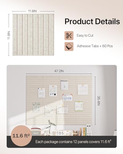 Image of Acoustic Panels 12 Pack Square Soundproof Wall Panels with 60 Adhesive Tapes, High Density Acoustic Foam Panels Sound Proof Foam for Home Office, Recording Studio, Ceiling, 12 inch X 12 inch X 0.4 inch