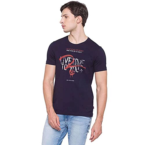 Image of Spykar Printed Blended Slim Fit Mens T-Shirt (A21MKT02BA033WH-P)