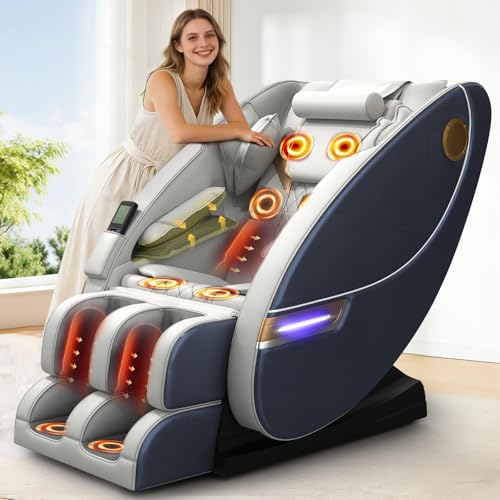 Gegcucey Sillón de Masaje de Cuerpo Completo,con 14 Puntos de Masaje y 8 airbags, calefacción Lumbar y para Las piernas, Masaje con Rodillos para los pies, Altavoz Bluetooth, sillones de Masaje eléct