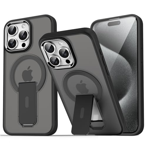 Coque arrière rigide iPhone 16 Pro Max antichoc béquille silicone