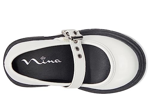 NINA Girl's Kathy (Toddler/Little Kid/Big Kid) White Crinkle Patent 2 Little Kid M2