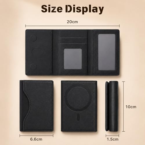 Image of Magnetic Wallet, Tri Fold Magnetic Card Holder with Premium PU Leather, Slim Foldable Phone Wallet for iPhone Android Travel and Daily Carry