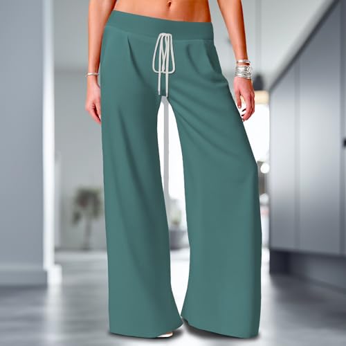 MARSVOVO Fashion Palazzo Pants for Women Classic Low Waisted Drawstring Wide Leg Trousers Summer Loose Pants2