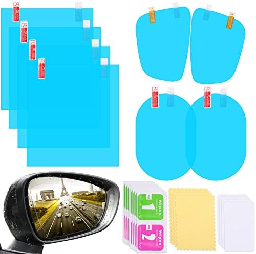 8 Pieces Car Rearview Mirror Film Rainproof Waterproof Anti Fog Nano Coating Car Film for Side Windows, Various Shapes