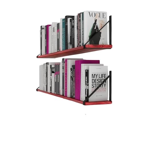 Image of Amazon Brand - Solimo Bookshelf for Wall with Metal Brackets | Home Decorative Wall Shelf | Wall Hanging Shelf for Books, Living Room, Bedroom, Study Room | Coachwood Yellow | Pack of 2 | 60 x 20 CM