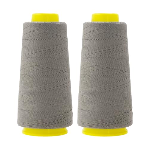 Image of Mandala Crafts Gray Mercerized Cotton Thread Cones for Sewing Quilting | 2400 Yds 50 WT, 100% Long Staple Cotton, Multipurpose, for Embroidery, Piecing, Sergers, Applique, Machine and Hand Sewing