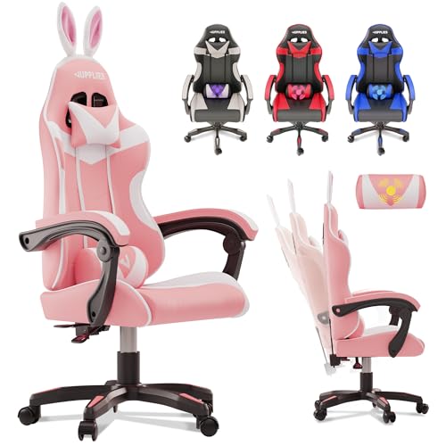 JUPPLIES Silla Gaming Profesional con Masajeador   Silla de Oficina Ergonómica sin Reposapiés, Altura Regulable y Respaldo Abatible   Silla Gamer para Juegos