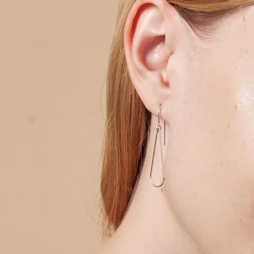 Boma Jewelry Sterling Silver Long Open Teardrop Geometric Dangle Earrings2