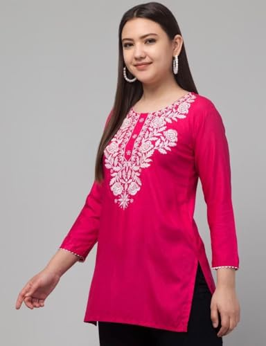 Image of Women's Rayon Kashmiri Embroidered Short Kurti | Stylish and Comfortable Kashmiri Short Kurti Tops for Casual Or Special Occasions | Pack of 2 Combo |