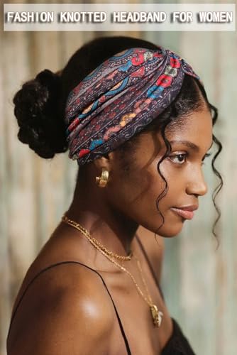 Image of Tobeffect Extra Wide Headbands for Women, 7'' Boho Turban Floral Headband Large Hairband Twisted Hair Accessories, 6 pack
