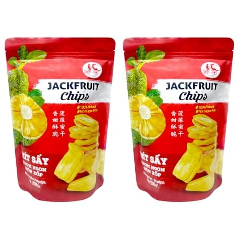 Jackfruit Chips, Mít Sấy Thơm Ngon Giòn Xốp, 100% Natural, No Sugar Added, Crisps, Healthy Snacks For Adults & Children 7 Oz (200 g) 2 PACK Cover