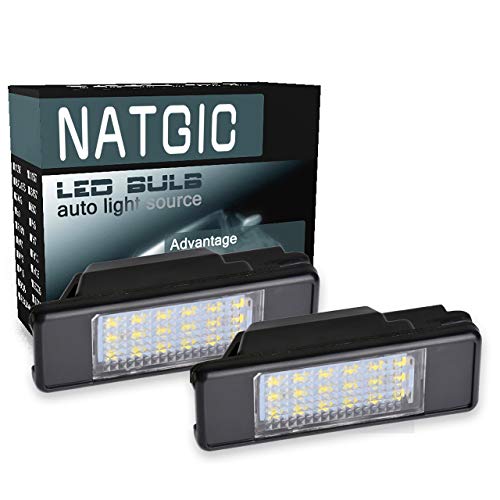 NATGIC 1 Paire 18SMD éclairage de Plaque d'immatriculation LED Intégré Can-Bus éclairage de Plaque d'immatriculation étanche Numéro de LED éclairage de Plaque d'immatriculation 12V 2W - Blanc Cover