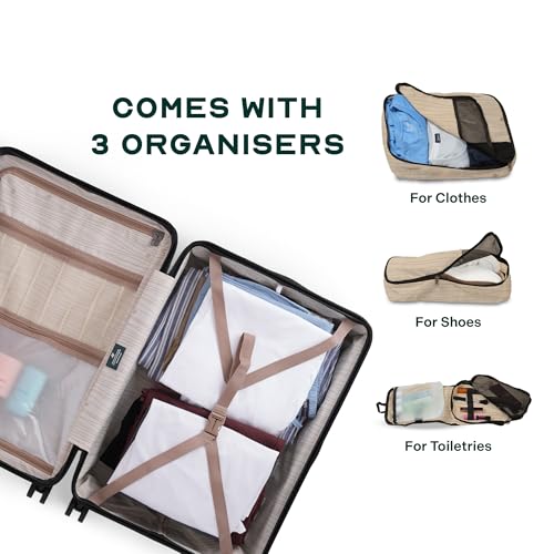 Image of Assembly Trolley Bag Set of 2 (20-24 Inch) Luggage Set with TSA Lock & Packing Organisers Polycarbonate Hard Shell Check in Cabin Set for Couple Travel Black (Small & Medium)