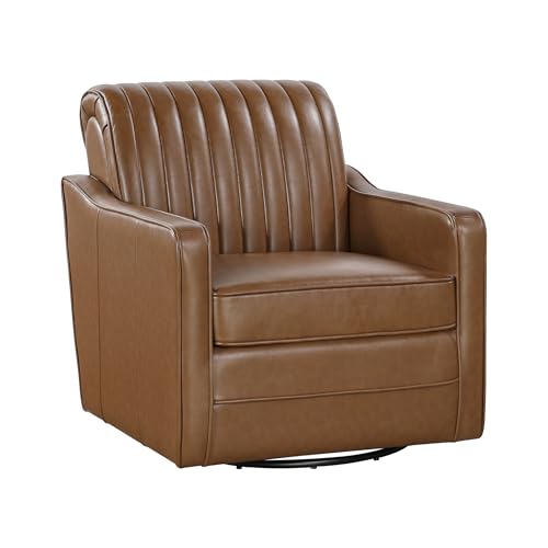 Sillón Giratorio Tapizado Marrón miniatura 3