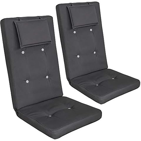 Detex 2 Pieces Garden Chair Cushion Pads Set Outdoor Patio Balcony High Back Elastic Straps 118x45x7cm Recliner Seat Cover