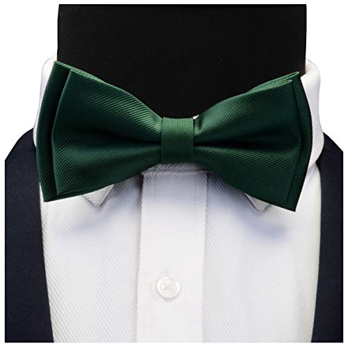 Image of GUSLESON Mens Solid Color Two Layer Pre-tied Bow Tie and Pocket Square Cufflink Set with Gift Box