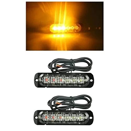 J/J Lot de 2 Feux de Pénétration a 6 LED Orange 12-24V Feu d'Avertissement Orange Stroboscopique Flash Clignotant Pour Camion Voiture Agricole