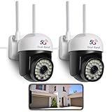 eudic Security Camera Outdoor Wired 2 Pack,Free Cloud Storage 2.4G/5G WiFi 360° PTZ Surveillance Security Cameras Outdoor,Color Night Vision, Motion Detection & Auto Tracking, 2 Way Audio