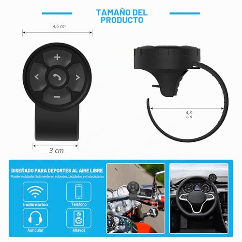 Auriculares para casco controlados desde el manubrio con botón remoto inalámbrico 5