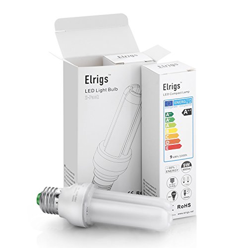 Elrigs E26 Led Light Bulb, 75W Equivalent(9W Led 1000Lm) Medium Base Corn Bulbs, Cool White(6000K), Replace 20W Cfl, Non-Dimmable,Flicker Free, Cri 85+, 2-Pack #TOP1