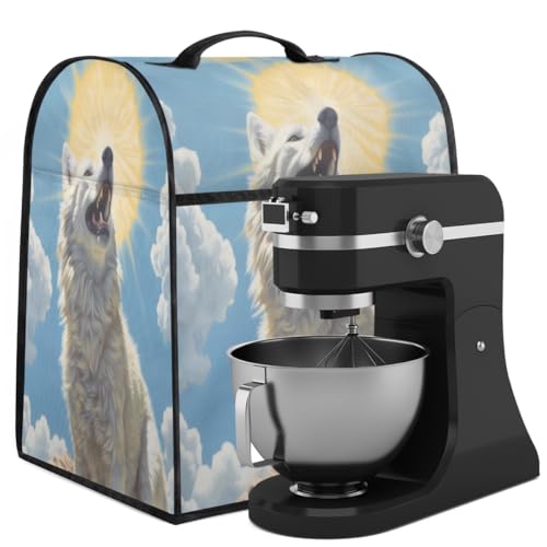 Coffee Maker Cover Vintage White Sun Wolf Kitchen Appliance Covers Small Appliance Covers Blender Cover Juicer Cover Dust Covers for Kitchen Appliances with Top Handle and Pockets,Washable,C927