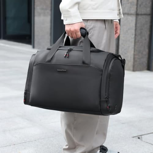 Travel Duffel Bag, Weekender Bag with Shoe Compartment, Gym Bag with Wet Pocket, Carry on Duffle Bag with Luggage Strap, Travel Bag for Men and Women (Black)3