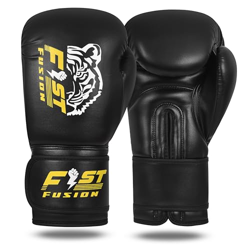 Kids Boxing Gloves Training and Sparing Muay Thai Kickboxing Workout Youth Gloves MMA Junior Punching Bag Mitts 2oz 4oz 6oz (Black, 8oz)